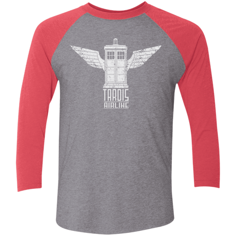 T-Shirts Premium Heather/ Vintage Red / X-Small Tardis Airline Men's Triblend 3/4 Sleeve