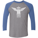 T-Shirts Premium Heather/ Vintage Royal / X-Small Tardis Airline Men's Triblend 3/4 Sleeve