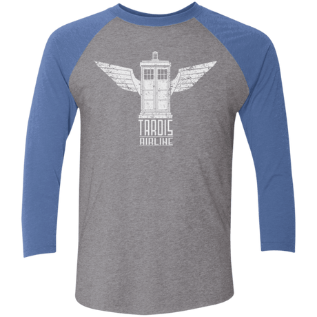 T-Shirts Premium Heather/ Vintage Royal / X-Small Tardis Airline Men's Triblend 3/4 Sleeve