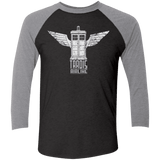 T-Shirts Vintage Black/Premium Heather / X-Small Tardis Airline Men's Triblend 3/4 Sleeve