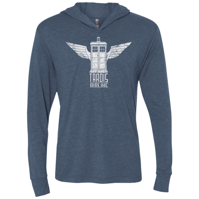 T-Shirts Indigo / X-Small Tardis Airline Triblend Long Sleeve Hoodie Tee