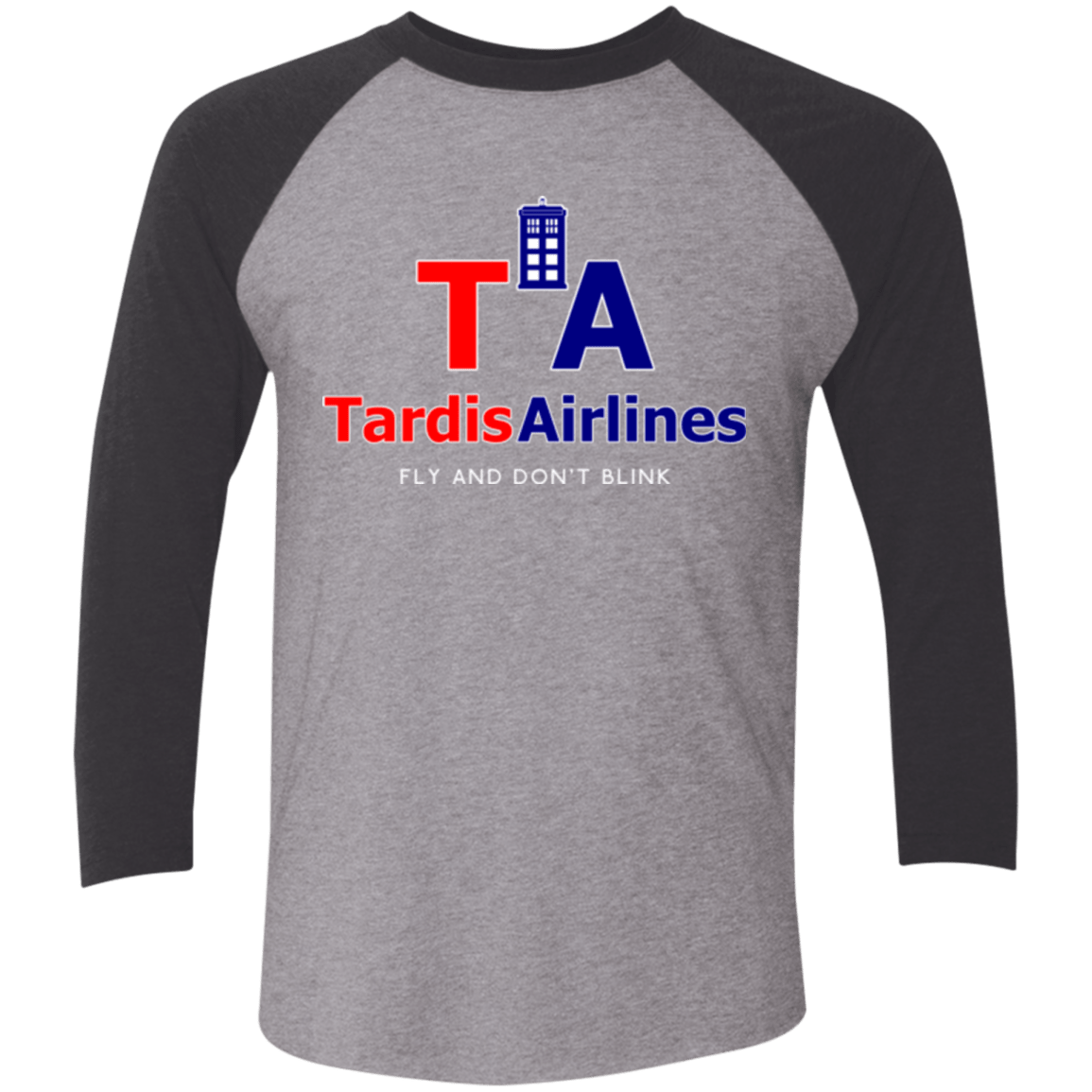 T-Shirts Premium Heather/ Vintage Black / X-Small Tardis Airlines Men's Triblend 3/4 Sleeve