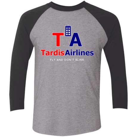 T-Shirts Premium Heather/ Vintage Black / X-Small Tardis Airlines Men's Triblend 3/4 Sleeve