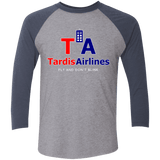 T-Shirts Premium Heather/ Vintage Navy / X-Small Tardis Airlines Men's Triblend 3/4 Sleeve