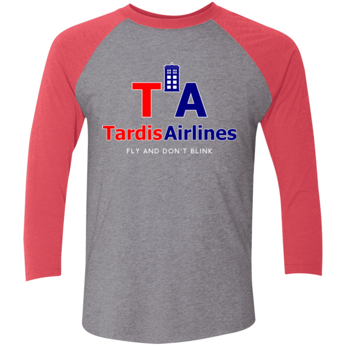 T-Shirts Premium Heather/ Vintage Red / X-Small Tardis Airlines Men's Triblend 3/4 Sleeve