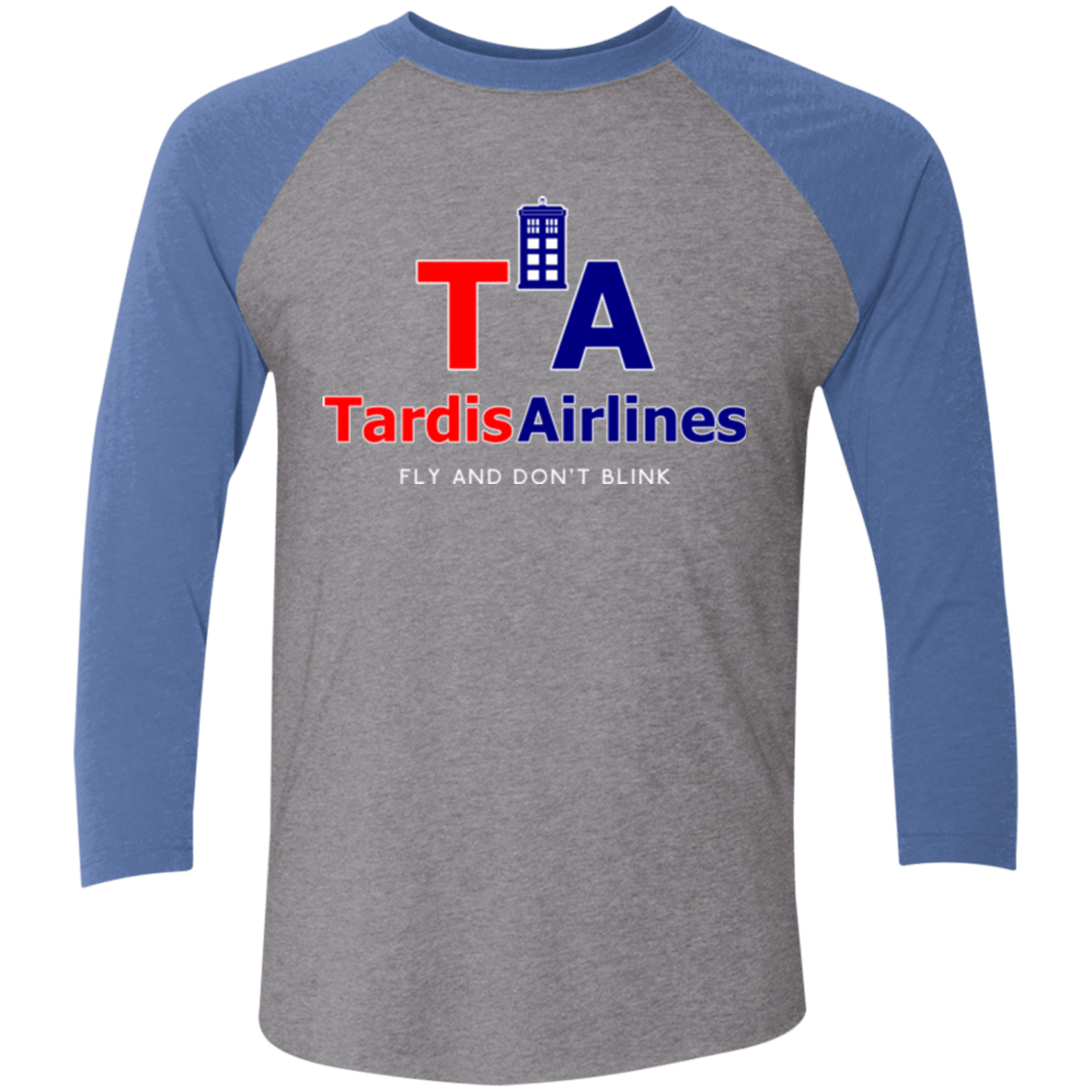 T-Shirts Premium Heather/ Vintage Royal / X-Small Tardis Airlines Men's Triblend 3/4 Sleeve