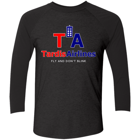 T-Shirts Vintage Black/Vintage Black / X-Small Tardis Airlines Men's Triblend 3/4 Sleeve