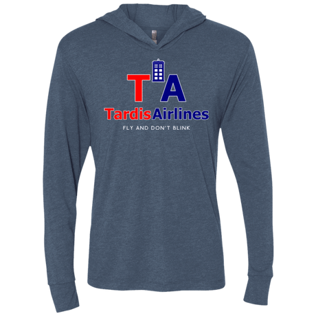 T-Shirts Indigo / X-Small Tardis Airlines Triblend Long Sleeve Hoodie Tee