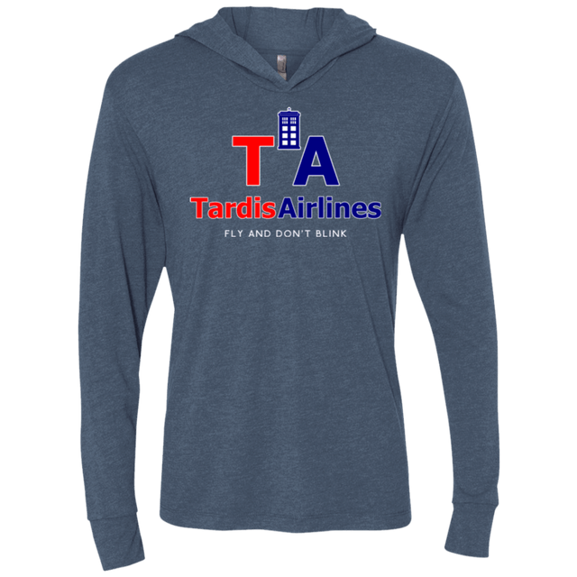 T-Shirts Indigo / X-Small Tardis Airlines Triblend Long Sleeve Hoodie Tee