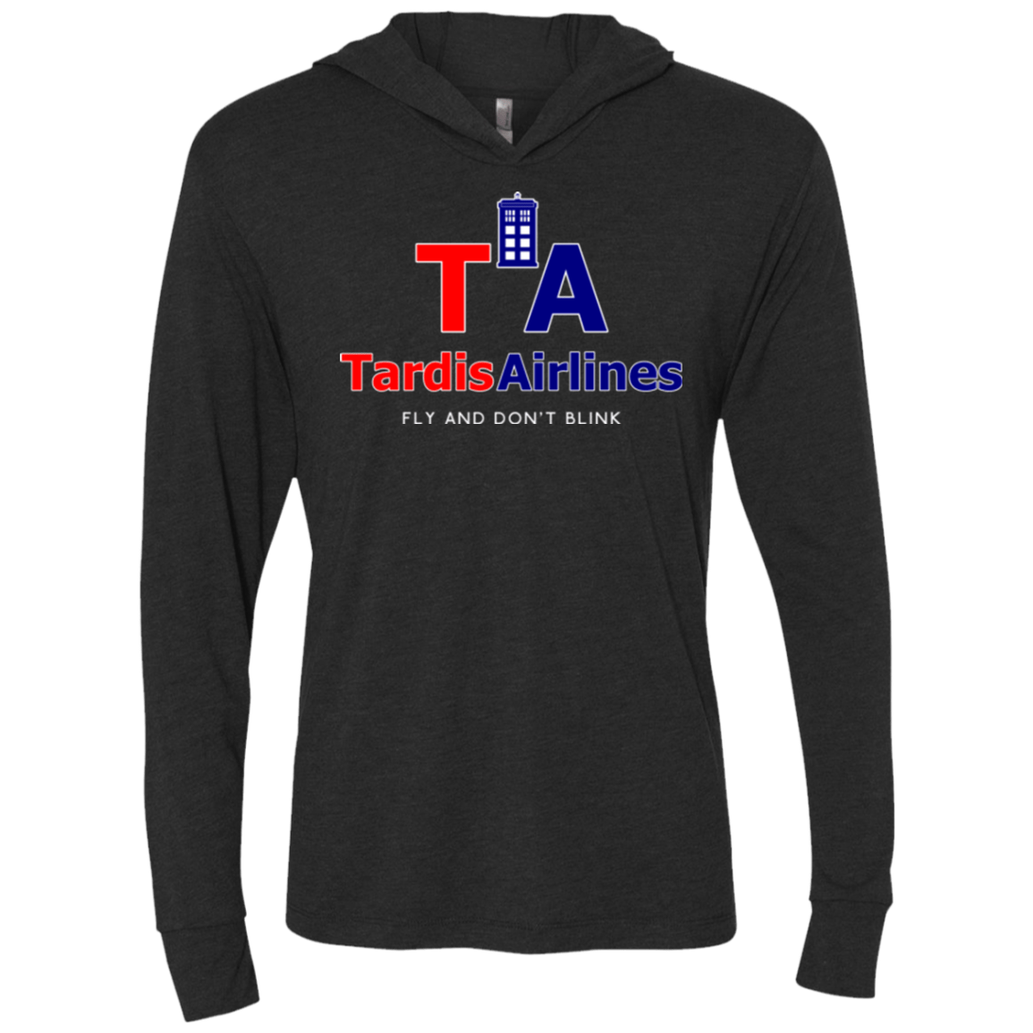 T-Shirts Vintage Black / X-Small Tardis Airlines Triblend Long Sleeve Hoodie Tee