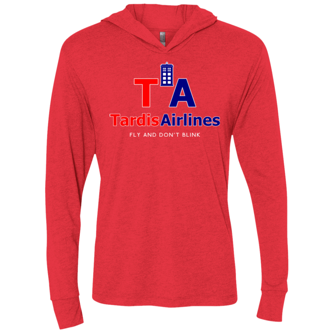 T-Shirts Vintage Red / X-Small Tardis Airlines Triblend Long Sleeve Hoodie Tee