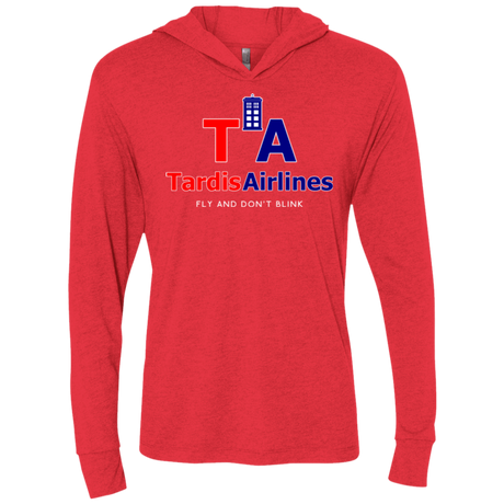 T-Shirts Vintage Red / X-Small Tardis Airlines Triblend Long Sleeve Hoodie Tee