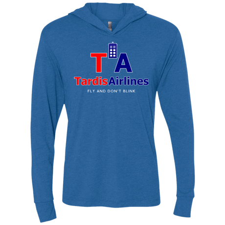 T-Shirts Vintage Royal / X-Small Tardis Airlines Triblend Long Sleeve Hoodie Tee