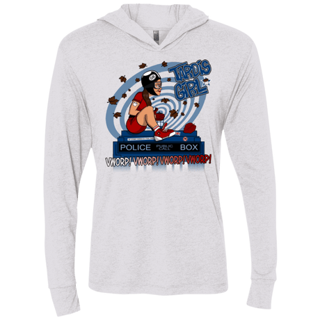 T-Shirts Heather White / X-Small Tardis Girl Triblend Long Sleeve Hoodie Tee