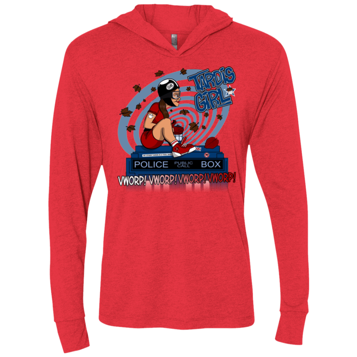 T-Shirts Vintage Red / X-Small Tardis Girl Triblend Long Sleeve Hoodie Tee