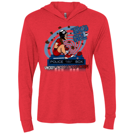 T-Shirts Vintage Red / X-Small Tardis Girl Triblend Long Sleeve Hoodie Tee