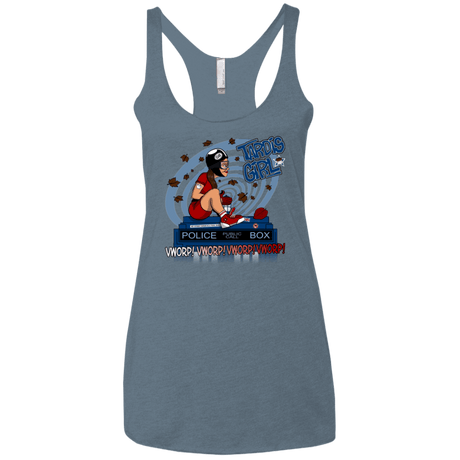 T-Shirts Indigo / X-Small Tardis Girl Women's Triblend Racerback Tank