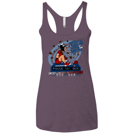 T-Shirts Vintage Purple / X-Small Tardis Girl Women's Triblend Racerback Tank