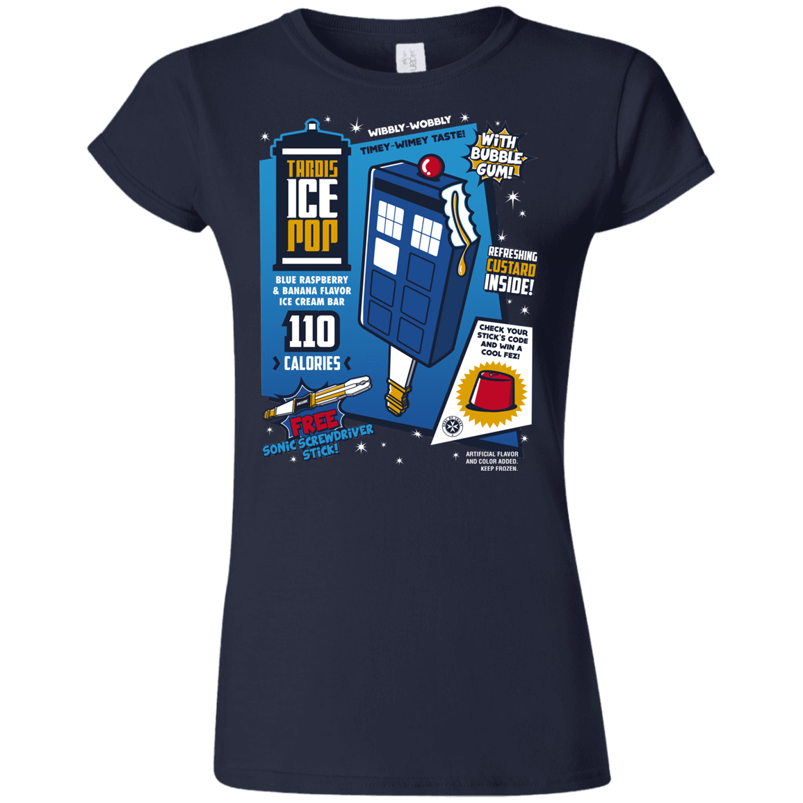 T-Shirts Navy / S Tardis Ice Pop Junior Slimmer-Fit T-Shirt