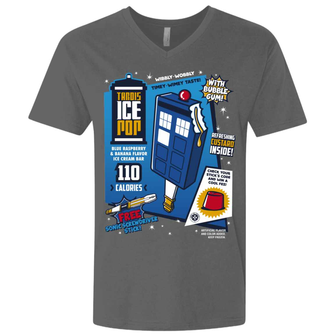 T-Shirts Heavy Metal / X-Small Tardis Ice Pop Men's Premium V-Neck