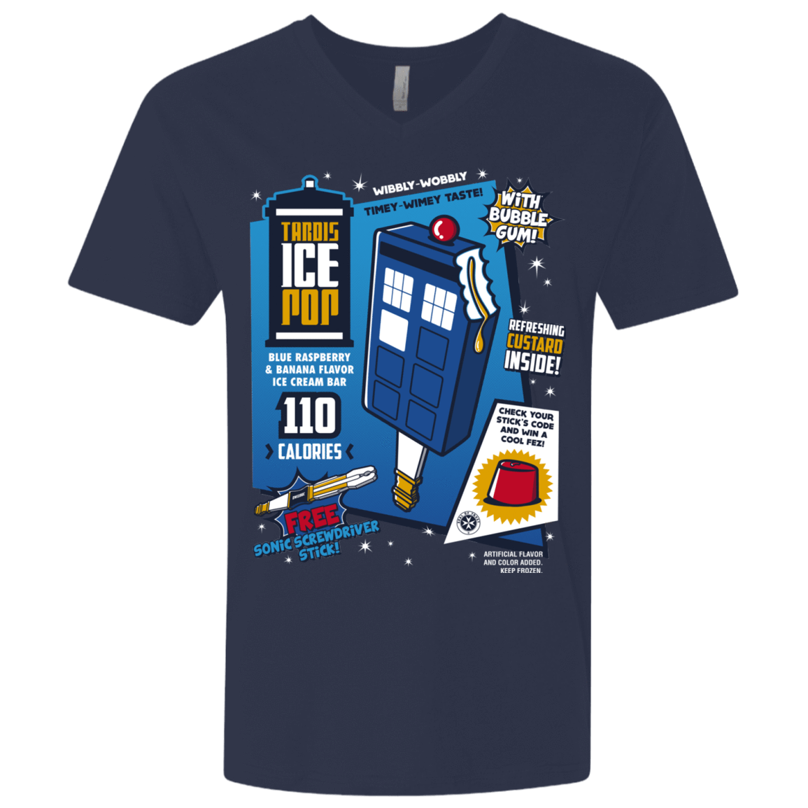T-Shirts Midnight Navy / X-Small Tardis Ice Pop Men's Premium V-Neck