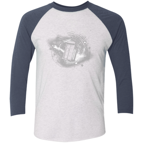 T-Shirts Heather White/Indigo / X-Small Tardis Men's Triblend 3/4 Sleeve