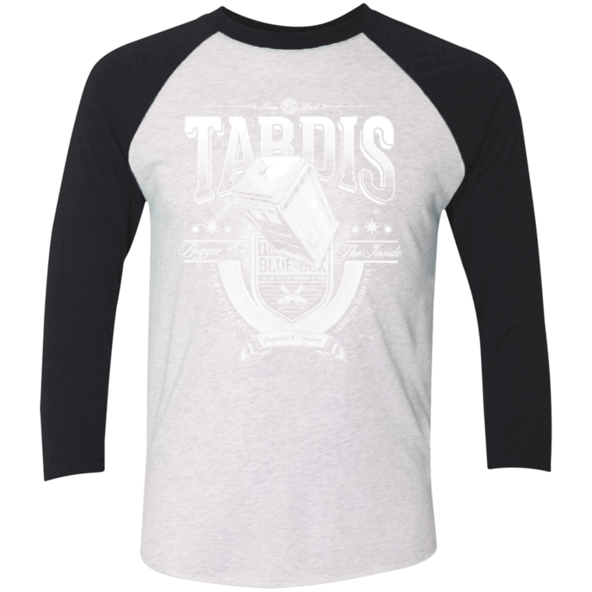 T-Shirts Heather White/Vintage Black / X-Small Tardis Men's Triblend 3/4 Sleeve