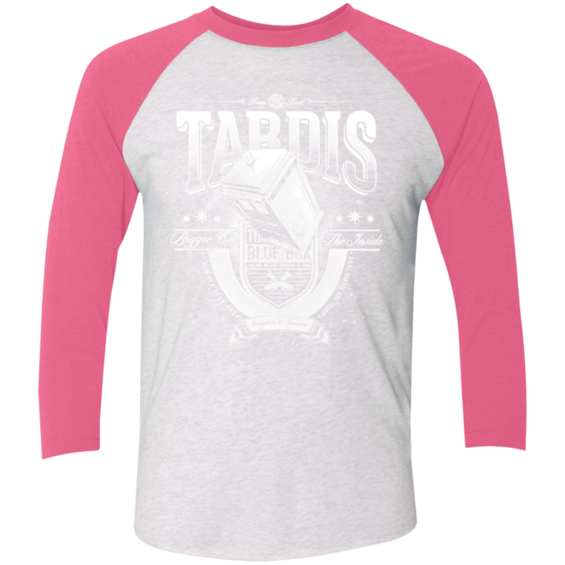 T-Shirts Heather White/Vintage Pink / X-Small Tardis Men's Triblend 3/4 Sleeve