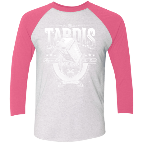 T-Shirts Heather White/Vintage Pink / X-Small Tardis Men's Triblend 3/4 Sleeve