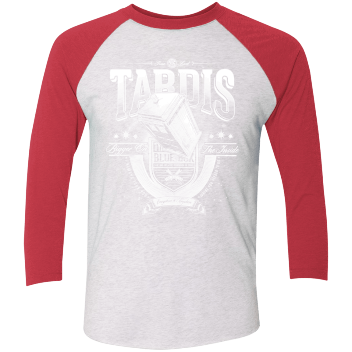 T-Shirts Heather White/Vintage Red / X-Small Tardis Men's Triblend 3/4 Sleeve