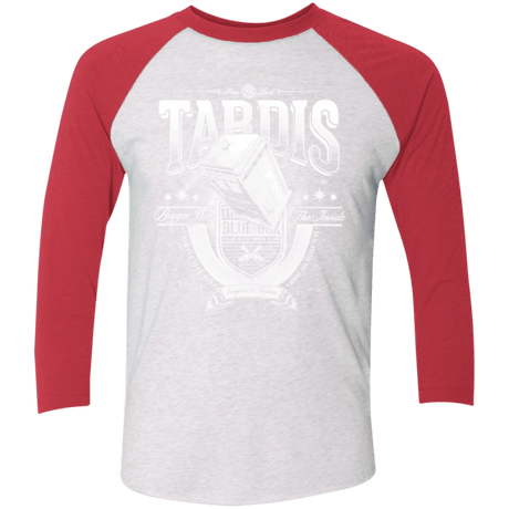 T-Shirts Heather White/Vintage Red / X-Small Tardis Men's Triblend 3/4 Sleeve