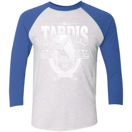 T-Shirts Heather White/Vintage Royal / X-Small Tardis Men's Triblend 3/4 Sleeve