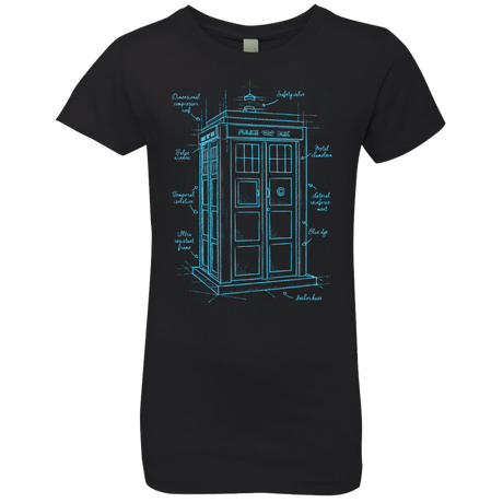 T-Shirts Black / YXS Tardis Plan Girls Premium T-Shirt