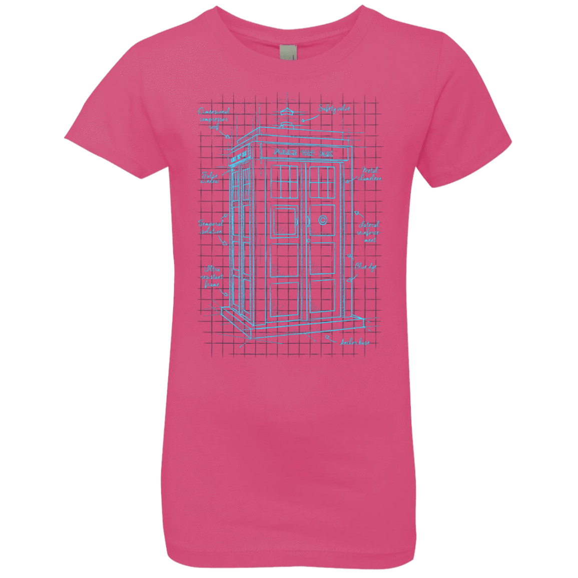 T-Shirts Hot Pink / YXS Tardis Plan Girls Premium T-Shirt