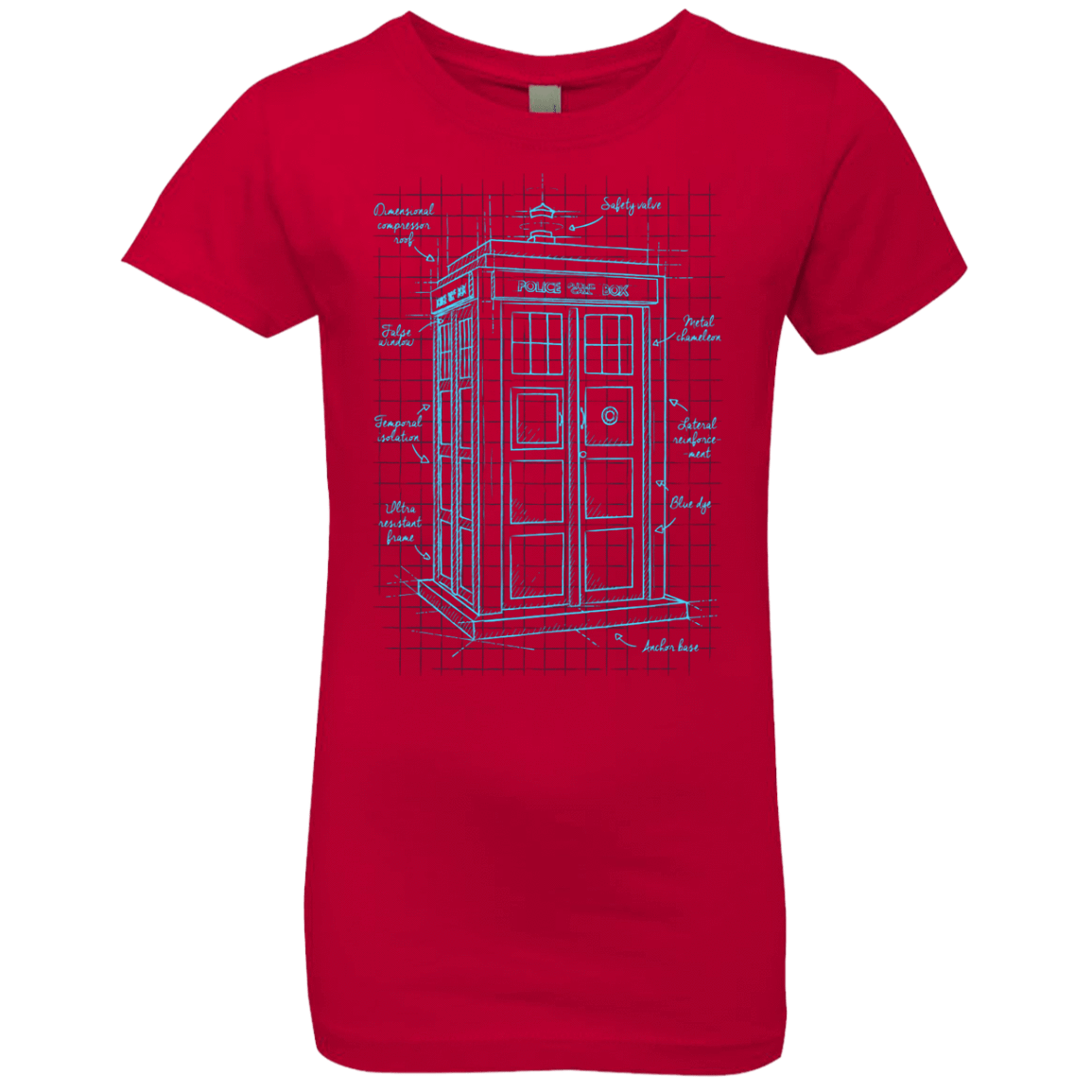 T-Shirts Red / YXS Tardis Plan Girls Premium T-Shirt