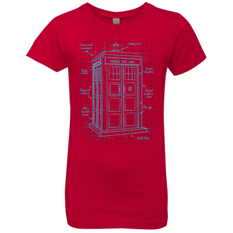 T-Shirts Red / YXS Tardis Plan Girls Premium T-Shirt