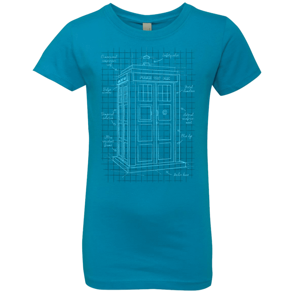 T-Shirts Turquoise / YXS Tardis Plan Girls Premium T-Shirt