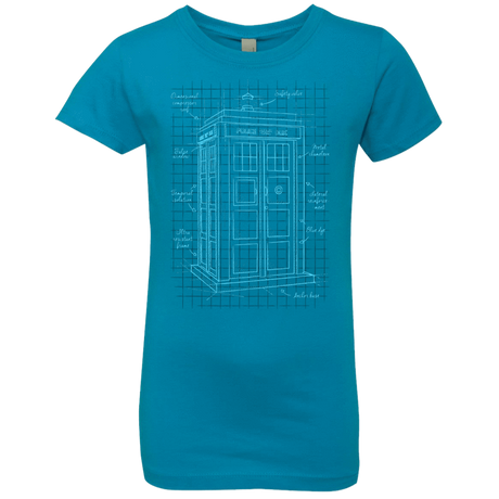 T-Shirts Turquoise / YXS Tardis Plan Girls Premium T-Shirt