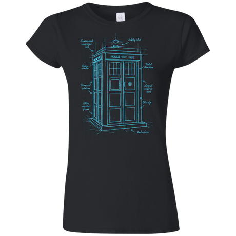 T-Shirts Black / S Tardis Plan Junior Slimmer-Fit T-Shirt