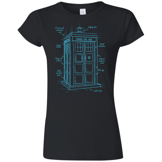 T-Shirts Black / S Tardis Plan Junior Slimmer-Fit T-Shirt