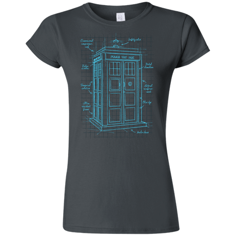 T-Shirts Charcoal / S Tardis Plan Junior Slimmer-Fit T-Shirt