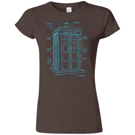 T-Shirts Dark Chocolate / S Tardis Plan Junior Slimmer-Fit T-Shirt