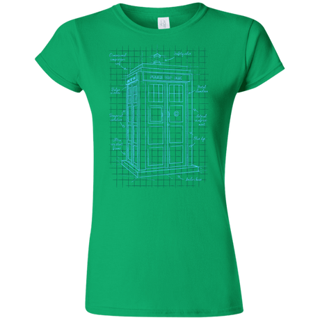 T-Shirts Irish Green / S Tardis Plan Junior Slimmer-Fit T-Shirt