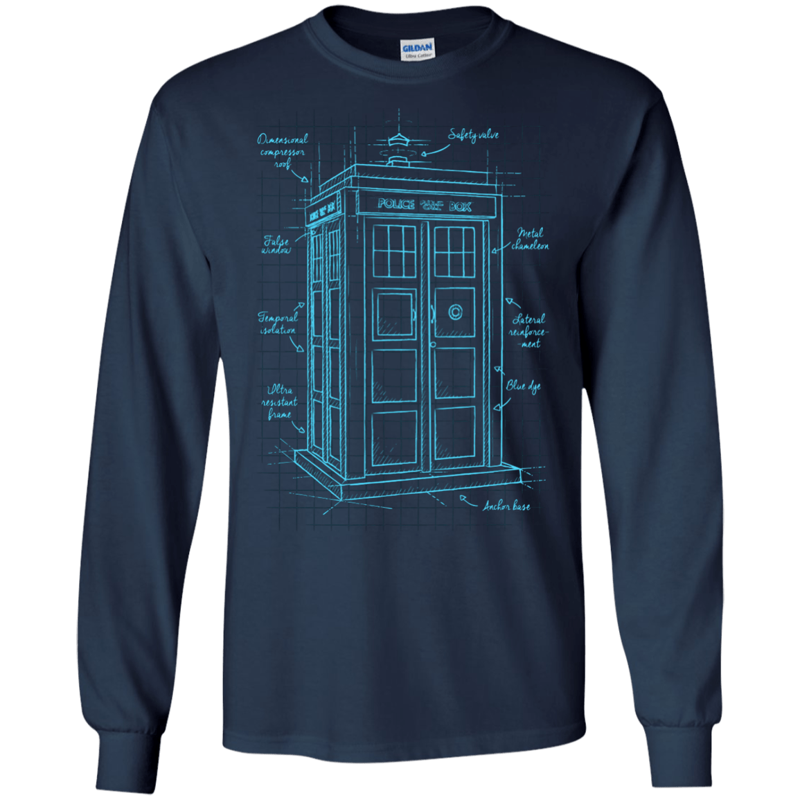 Tardis Plan Men's Long Sleeve T-Shirt