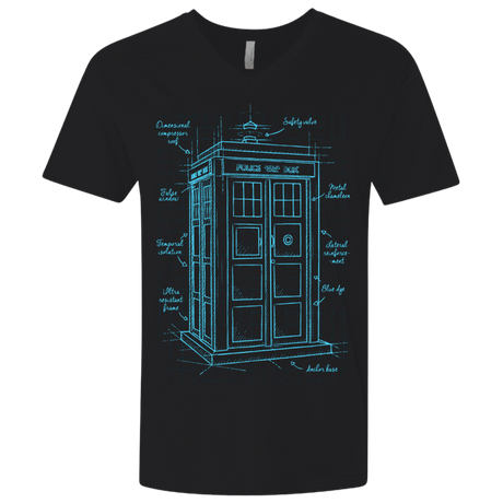 T-Shirts Black / X-Small Tardis Plan Men's Premium V-Neck
