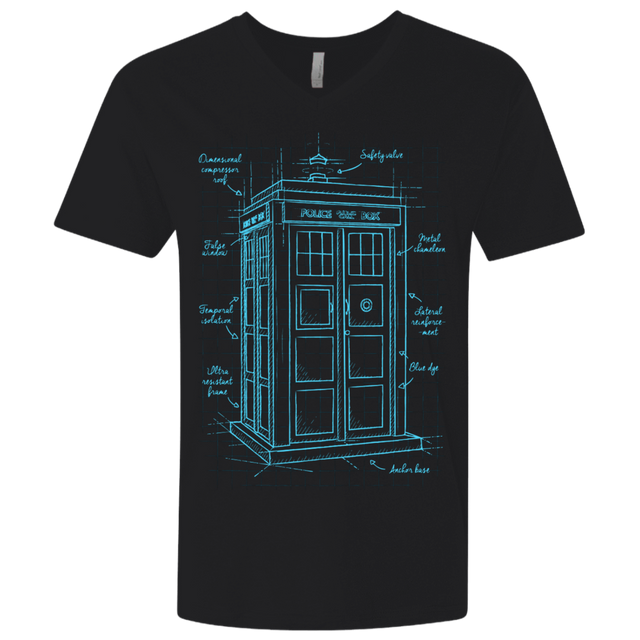 T-Shirts Black / X-Small Tardis Plan Men's Premium V-Neck