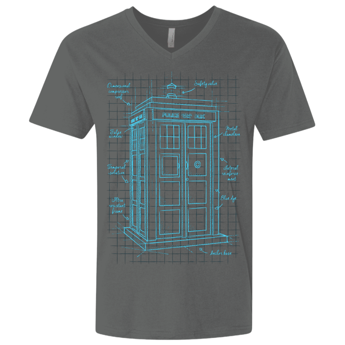 T-Shirts Heavy Metal / X-Small Tardis Plan Men's Premium V-Neck