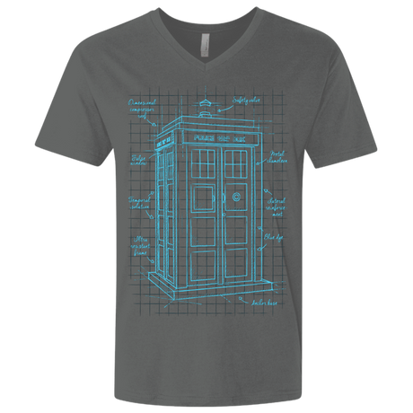 T-Shirts Heavy Metal / X-Small Tardis Plan Men's Premium V-Neck