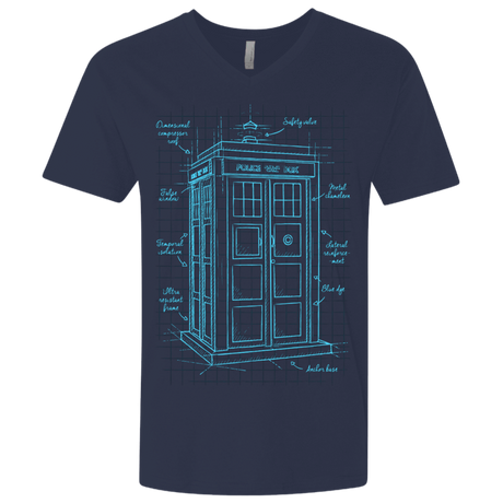 T-Shirts Midnight Navy / X-Small Tardis Plan Men's Premium V-Neck