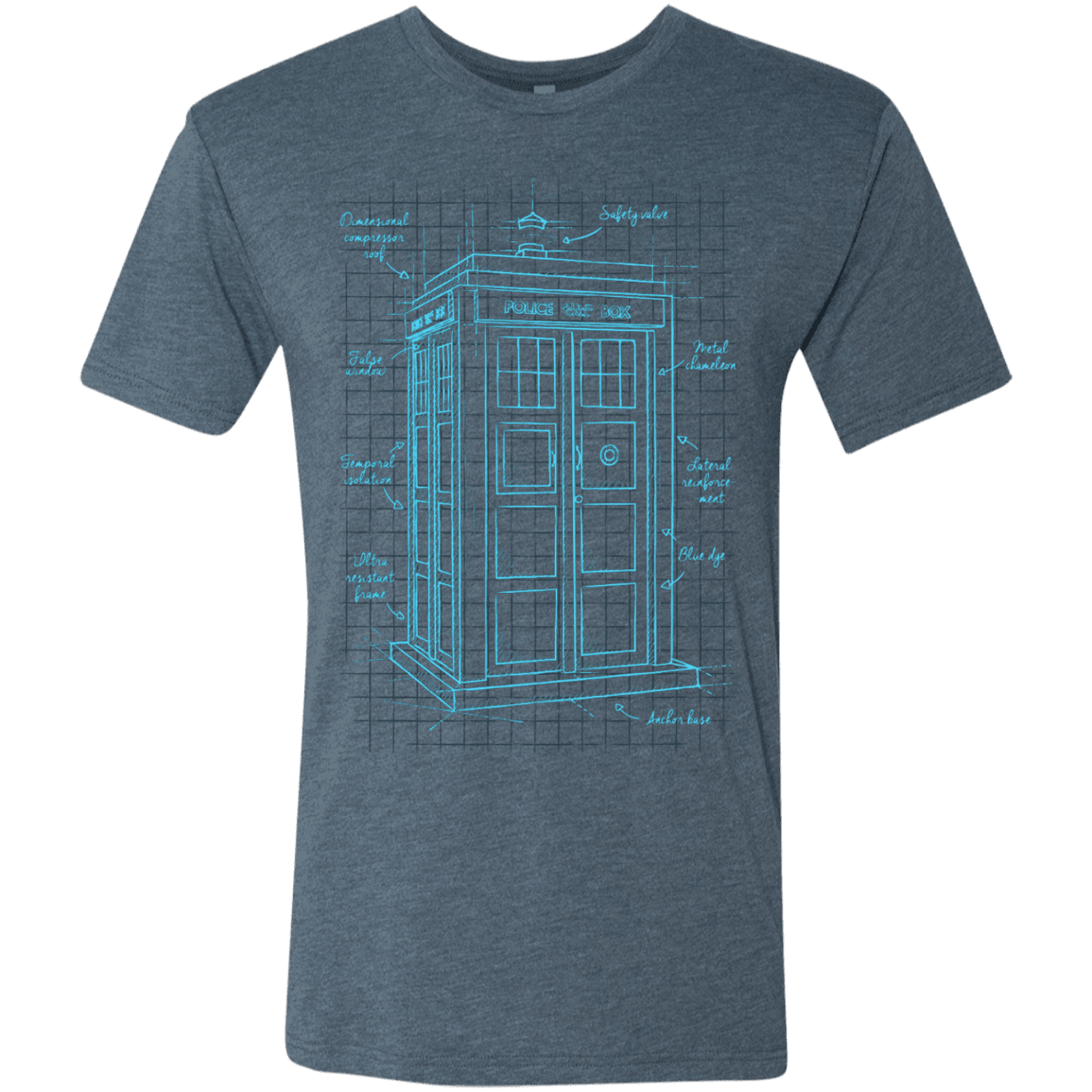 T-Shirts Indigo / S Tardis Plan Men's Triblend T-Shirt